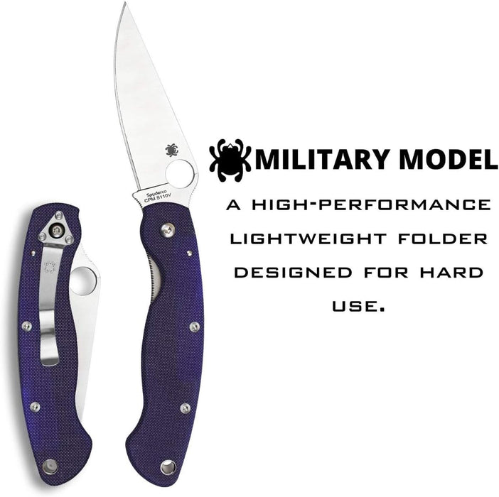 Spyderco Military Model Folding Pocket Knife with CPM S110V Blade, Dark Blue