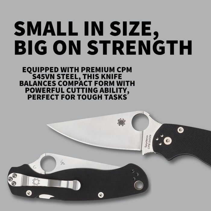 Spyderco Para Military 2 Folding Pocket Knife with 3.45" CPM S45VN Blade, Black