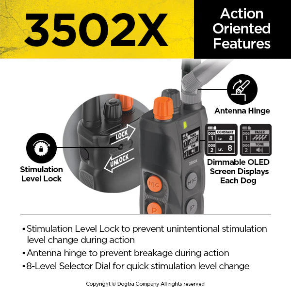 3502X 1.5-Mile Remote Dog Training E-Collar with Dual Dial Transmitter