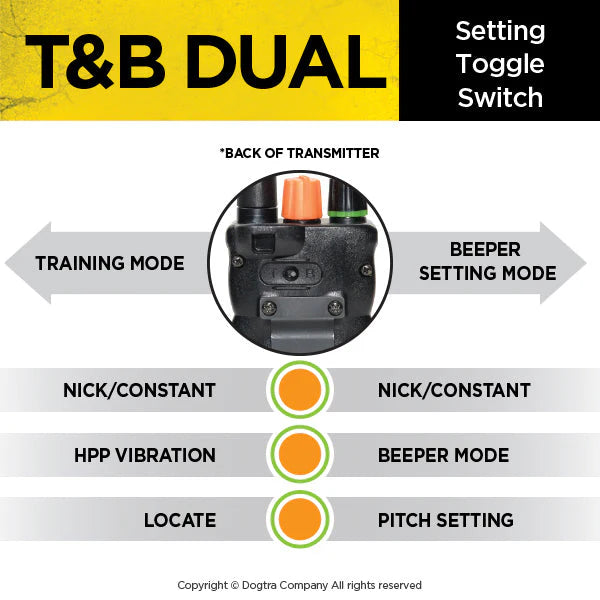 T&B Dual 2-Dog Training & Beeper Remote Dog Training E-Collar with Dual Dial