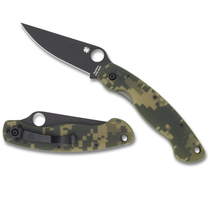 Spyderco Military Model Camo Pocket Knife with Black CPM S30V Blade and G-10 Handle