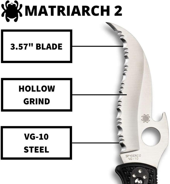 Spyderco Matriarch 2 Folding Knife with Emerson Opener and 3.27" VG-10 Steel Blade