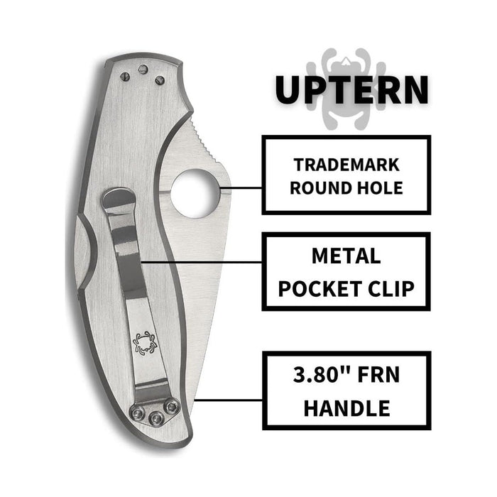 Spyderco Uptern Non-Locking Folding Pocket Knife with 8Cr13MoV Stainless Steel Blade