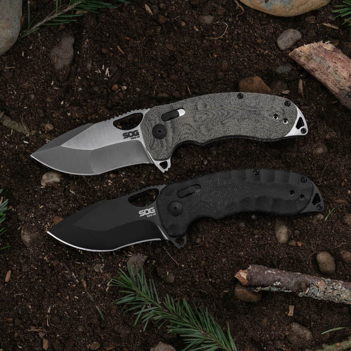 SOG Kiki XR Quick-Opening Folding Pocket Knife with Linen Micarta Handle