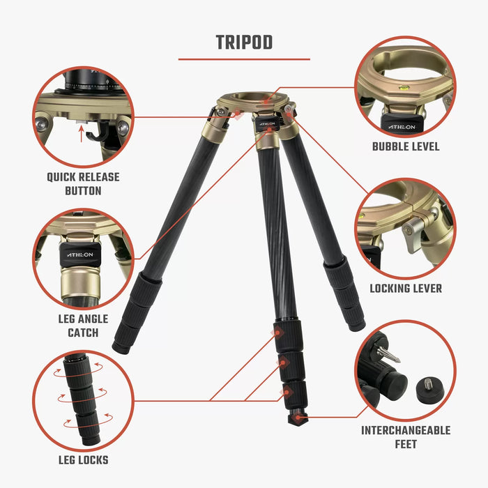 Midas 10-Layer Vibration-Dampening Carbon Fiber Tripods for Rifles and More