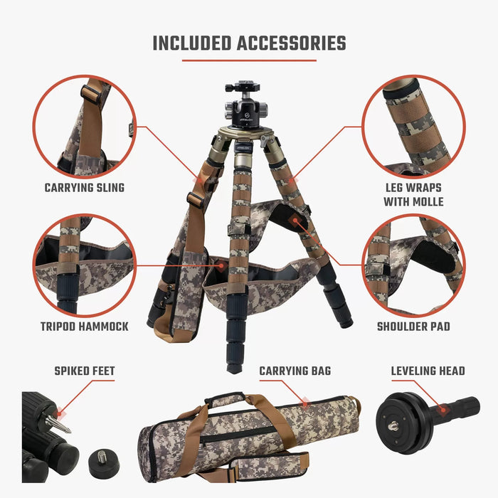 Midas 10-Layer Vibration-Dampening Carbon Fiber Tripods for Rifles and More