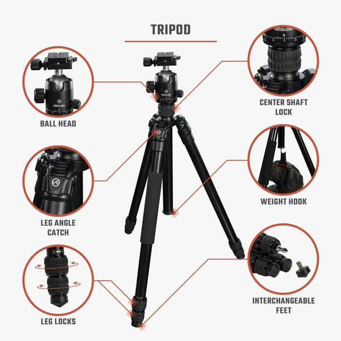 Athlon Optics Midas AL28 Aluminum Spotting Optic Tripod with 28mm Tube and 36mm Ball Head