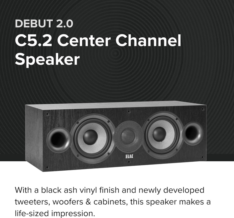 Debut 2.0 5.25" Center Speaker with MDF Cabinets for Home Theater Systems