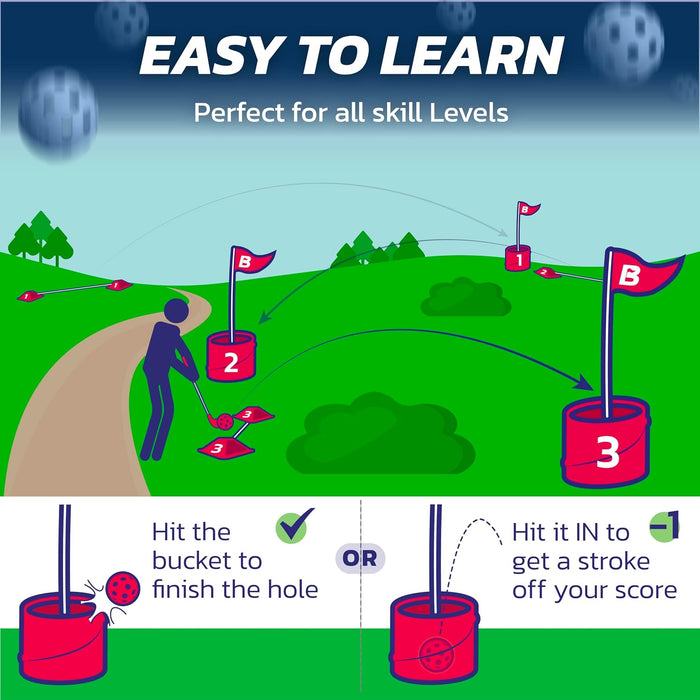 BUCKETGOLF 6 Hole Bundle Set - Ultimate Backyard Golf Game for All Ages