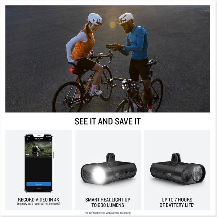 Garmin Varia Vue Smart Cycling Headlight with 4K Camera with Auto-Brightness Control
