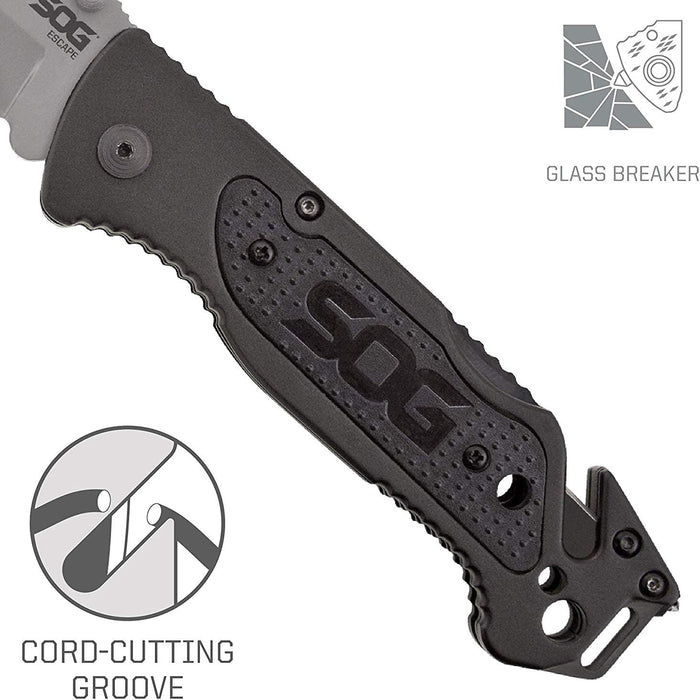 Escape Tactical Folding Pocket Knife with 3.4" Serrated Edge Clip Point Blade