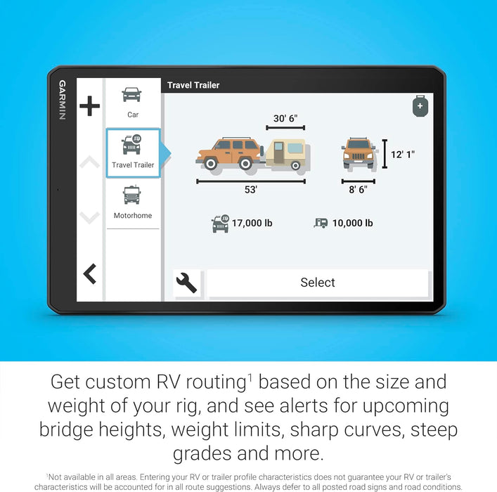 RV 1095 GPS Navigator with 10" Easy to Read Display and Custom RV Routing