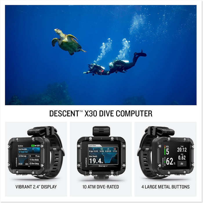Garmin Descent X30 Rugged Scuba Diving Computer with Vibrant 2.4" Color Display