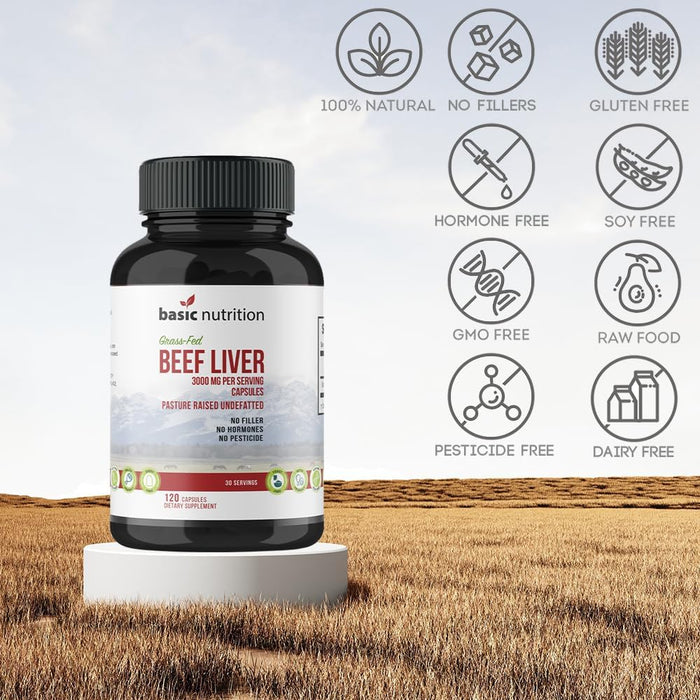 Grass-Fed Beef Liver Superfood, Pasture-Raised and Undefatted | 3000mg Capsules