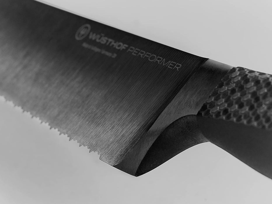 Performer 9" DLC-Coated Double Serrated Bread Knife with Hexagon Power Grip