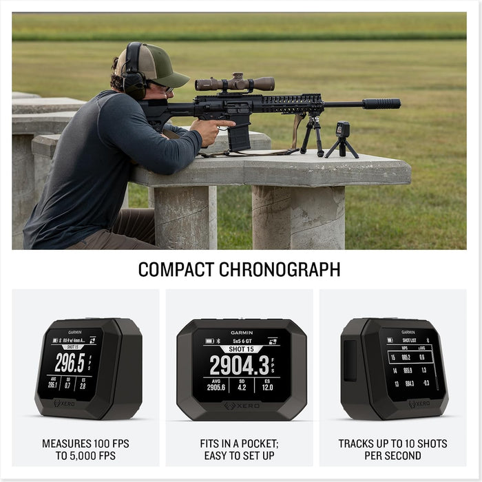 Garmin Xero C2 Chronograph | Tracks up to 10 Shot Per Second from 10 FPS to 5,000 FPS