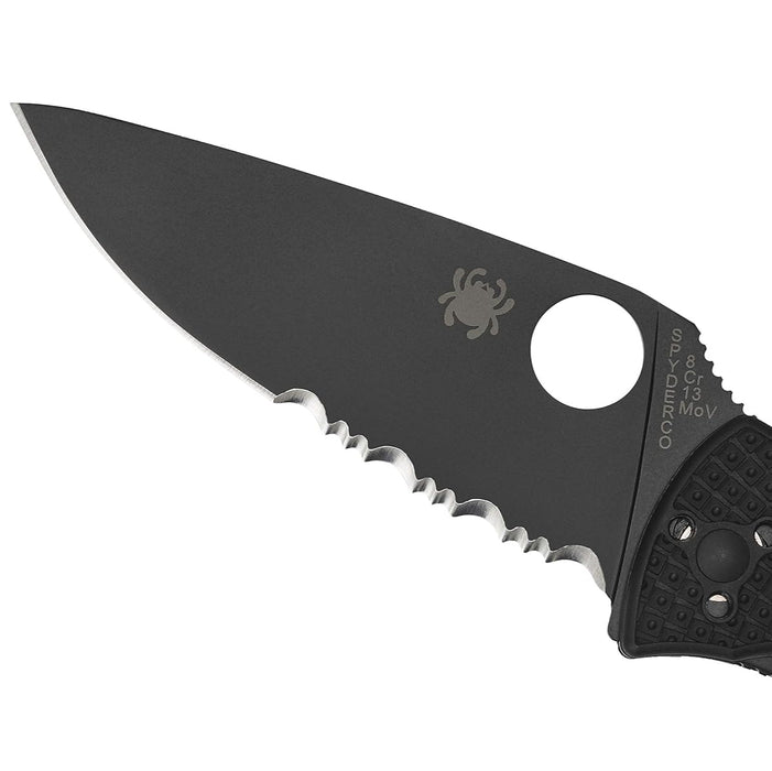 Spyderco Lightweight Tenacious Pocket Knife with 3.39" Black Oxide CombinationEdge