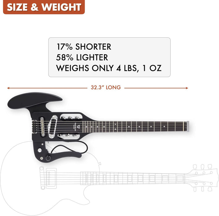 Traveler Guitar Pro Series Mod-X Electric Solid Body Travel Guitar - Matte Black