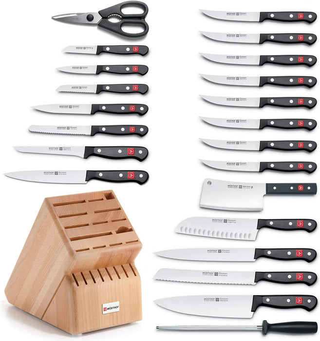 Gourmet 23-Piece Knife Block Set with 22-Slot Natural Block, Black