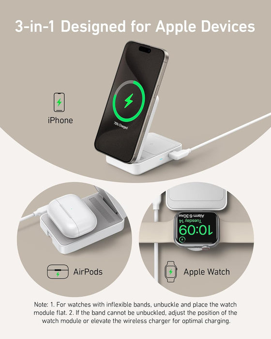 Anker MagGo Wireless Charging Station (Foldable 3-in-1)