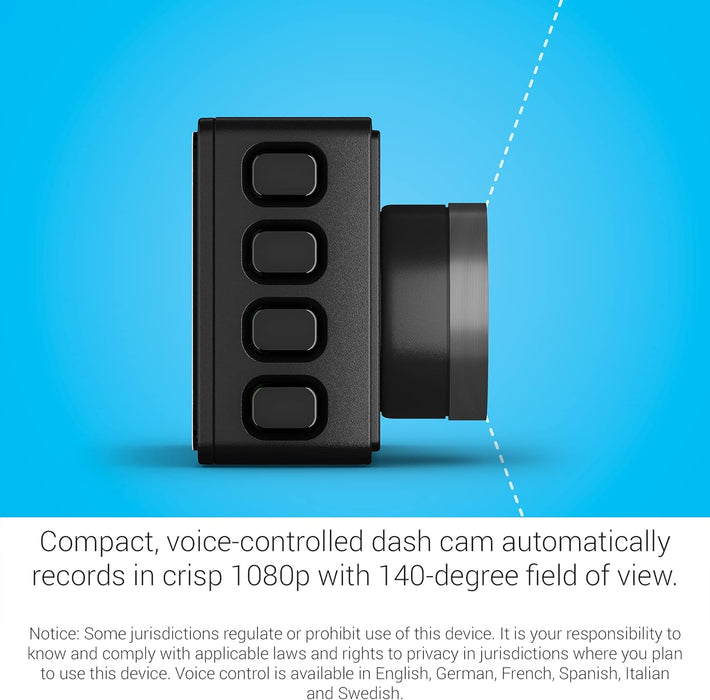 Dash Cam 47 with Voice Control 1080p HD Video and 140-Degree Field of View