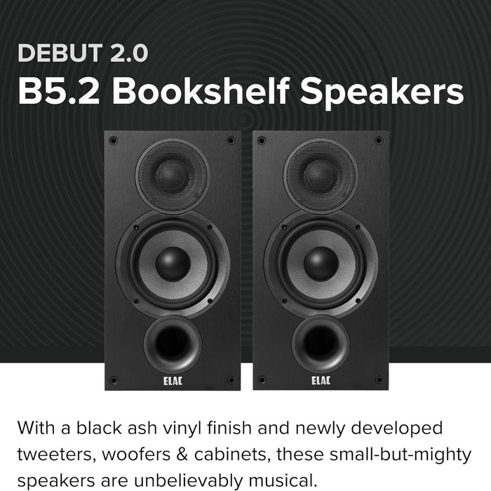 Debut 2.0 5.25" Bookshelf Speakers with MDF Cabinets for Home Theater Systems