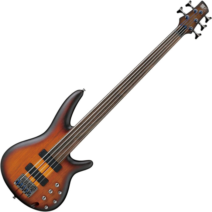 SRF705 5-String Fretless Solidbody Electric Bass Guitar, Right, Brown Burst Flat