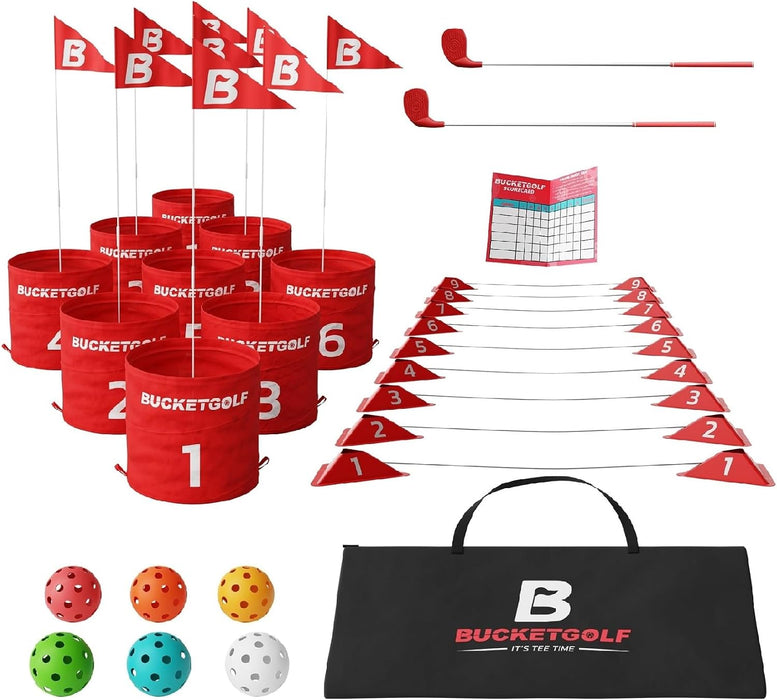 BUCKETGOLF 9 Hole Bundle - Ultimate Backyard Golf Game for All Ages