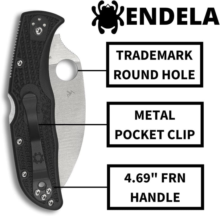 Spyderco Endela Folding Pocket Knife with 3.4" VG-10 Wharncliffe Blade, Black