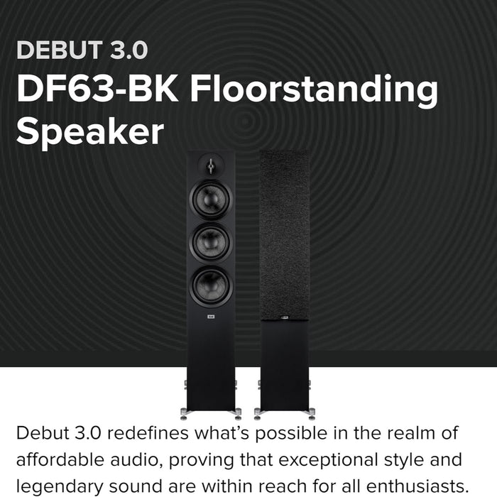 Debut 3.0 DF63 6.5" Floorstanding Speaker with 3-Way Bass Reflex for Home Theater Systems