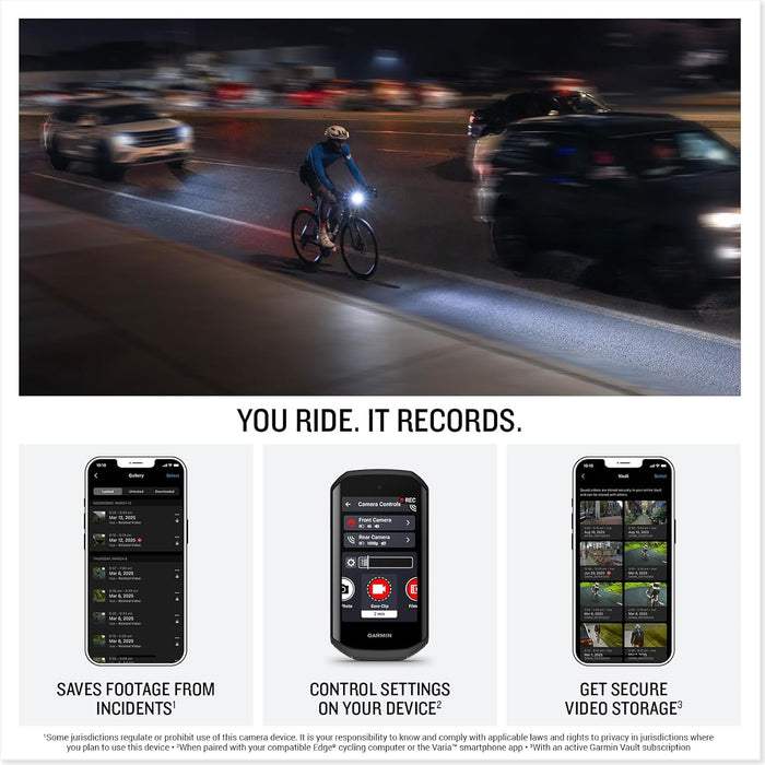 Garmin Varia Vue Smart Cycling Headlight with 4K Camera with Auto-Brightness Control