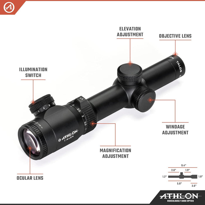 Talos BTR GEN2 Rifle Scope with 1-4X24 AHSR14 SFP IR MIL Reticle