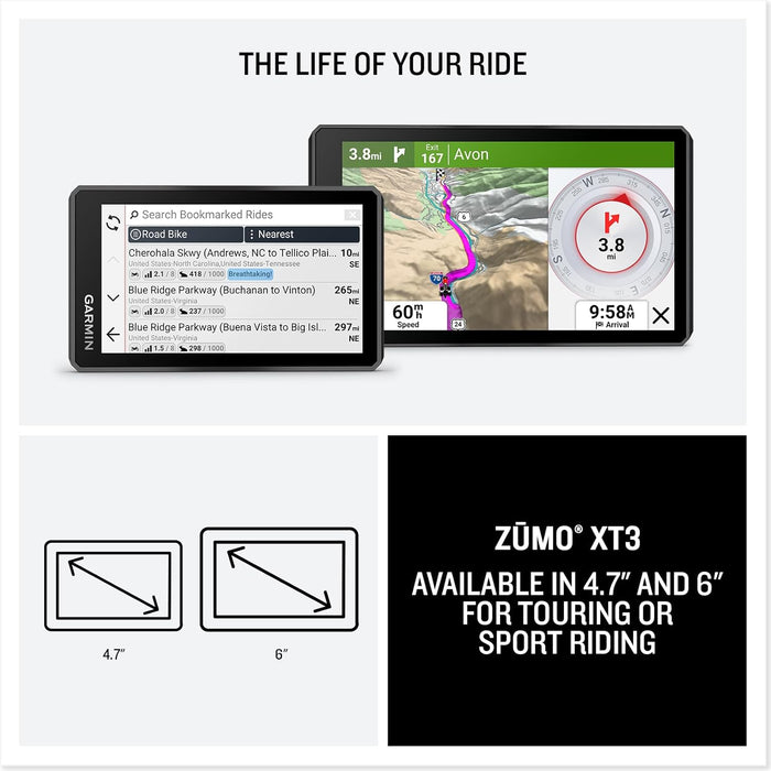 Garmin Zumo XT3 Rugged Motorcycle GPS Navigator with Custom Route Planning