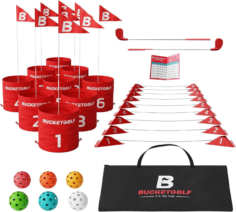 BUCKETGOLF 9 Hole Bundle - Ultimate Backyard Golf Game for All Ages