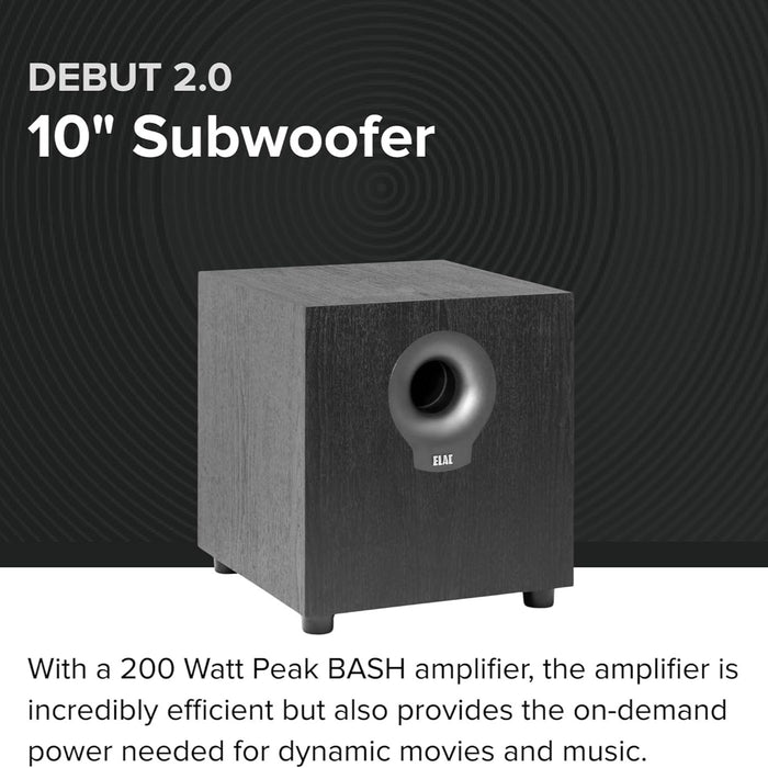 Debut 2.0 10" 200 Watt Powered Subwoofer with MDF Cabinets for Home Theater