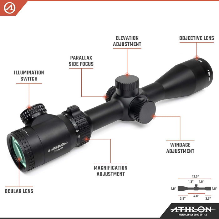 Talos 3-12x40mm Second Focal Plane Rifle Scopes with Illuminated Reticle Options