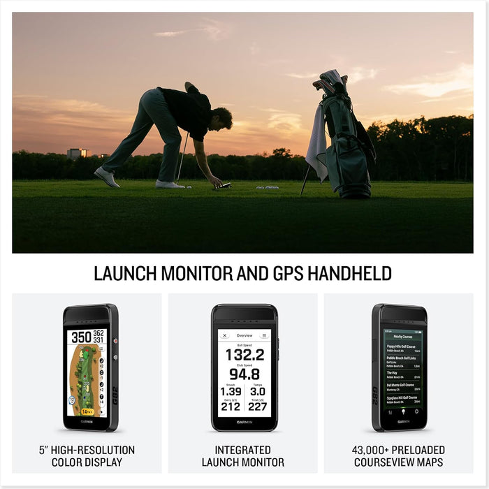 Garmin Approach G82 Launch Monitor and Handheld Golf GPS with 43K Preloaded Courses