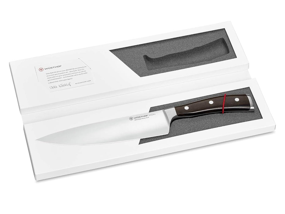 Wusthof Ikon Blackwood 8" Stainless Steel Chef's Knife with Brown Handle