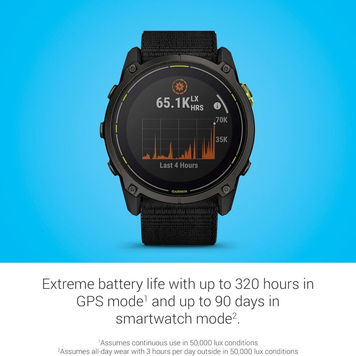 Enduro 3 51MM Ultraperformance GPS Smartwatch with Built-in LED Light and Solar Charging