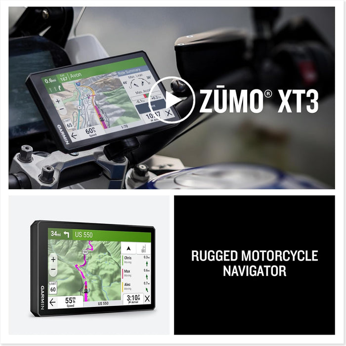 Garmin Zumo XT3 Rugged Motorcycle GPS Navigator with Custom Route Planning