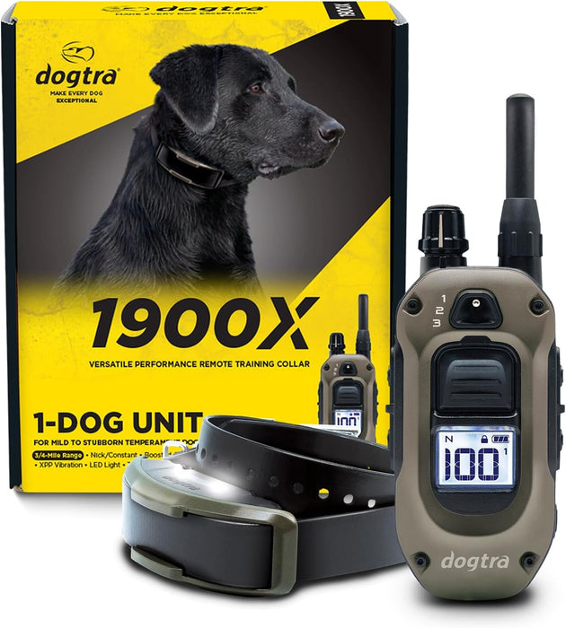 1900X 1-Dog 3/4 Mile Range Dog Training E-Collar with Remote with LED Light