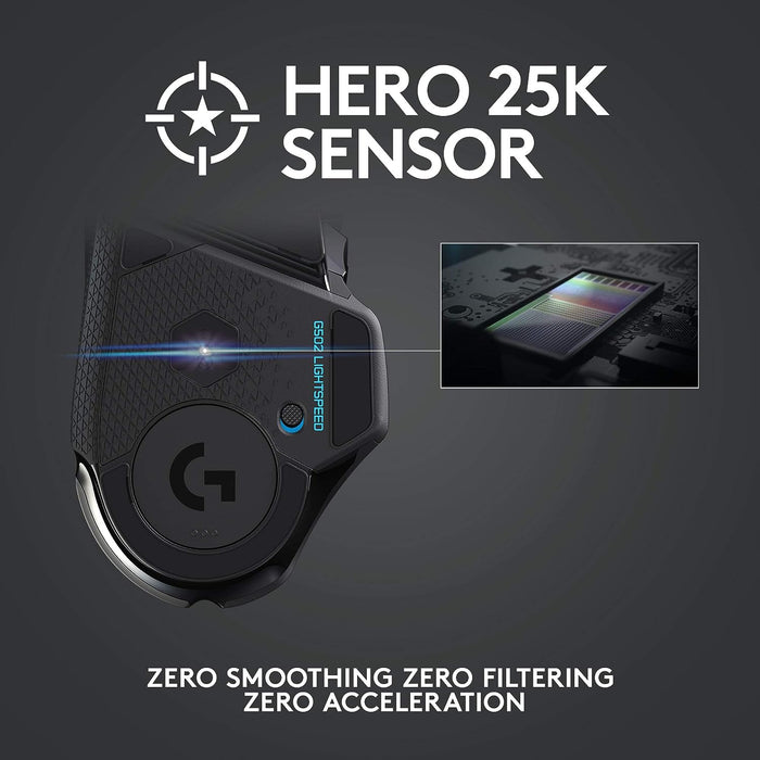 G502 LIGHTSPEED Wireless Gaming Mouse with HERO 25K Sensor and LightSync RGB