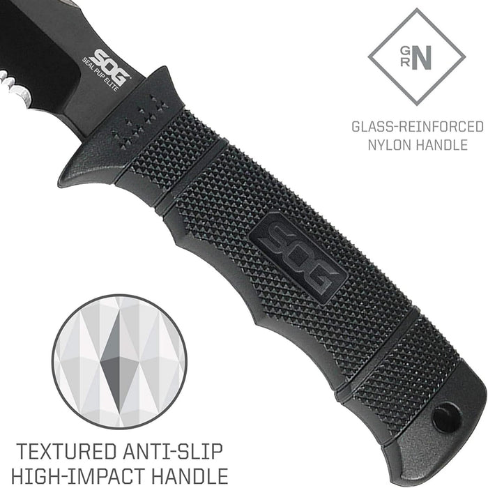 Seal Pup Elite Tactical Folding Pocket Knife with 4.75" Fixed Blade and Sheath