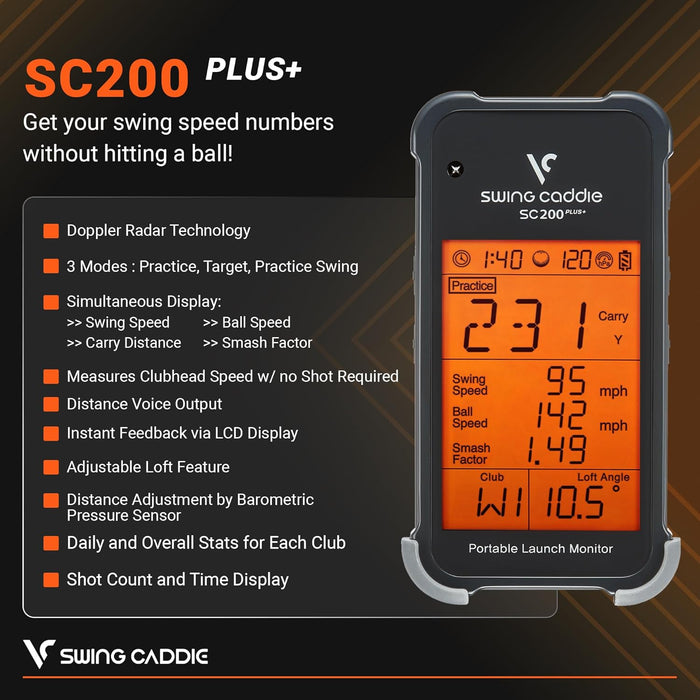 Voice Caddie SC200 Plus Portable Golf Launch Monitor and Swing Analyzer
