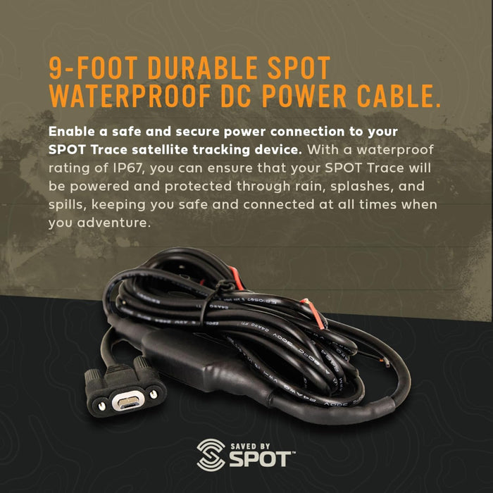 Saved by SPOT Trace Waterproof DC Power Cable | Compatible with the Spot Trace | 9 Feet Long