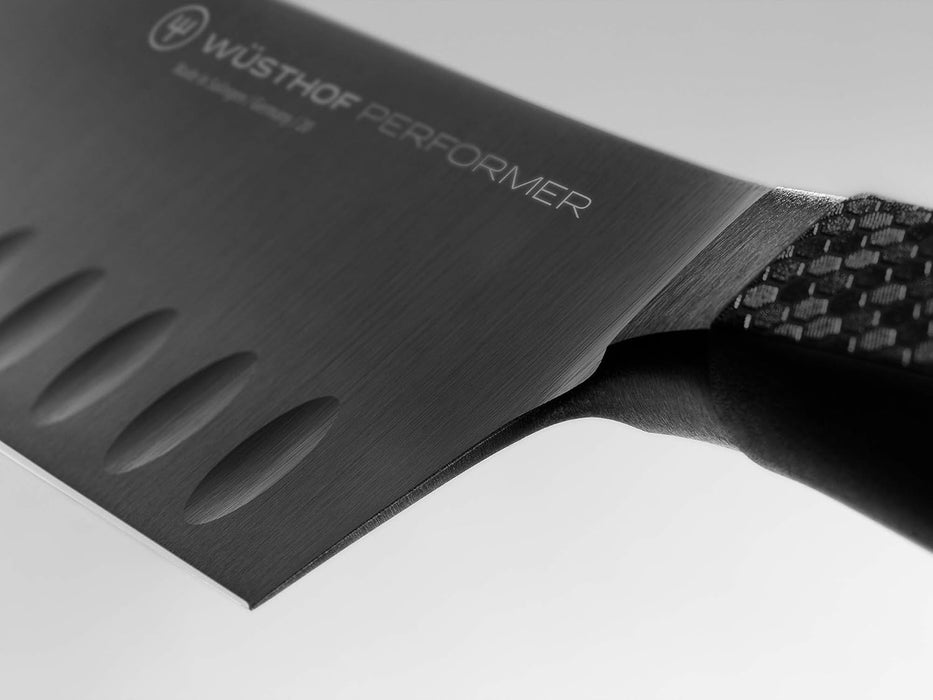 Performer 7" DLC-Coated Hollow Edge Santoku with Hexagon Power Grip