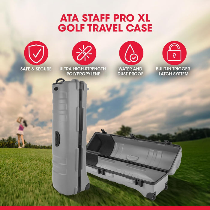 SKB Cases ATA Staff Pro XL Golf Hard Shell Travel Case | Designed to Fit Bags up to 49" - Gray