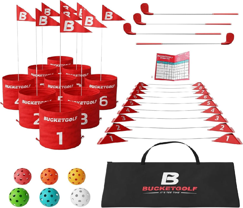 BUCKETGOLF 9 Hole Bundle - Ultimate Backyard Golf Game for All Ages
