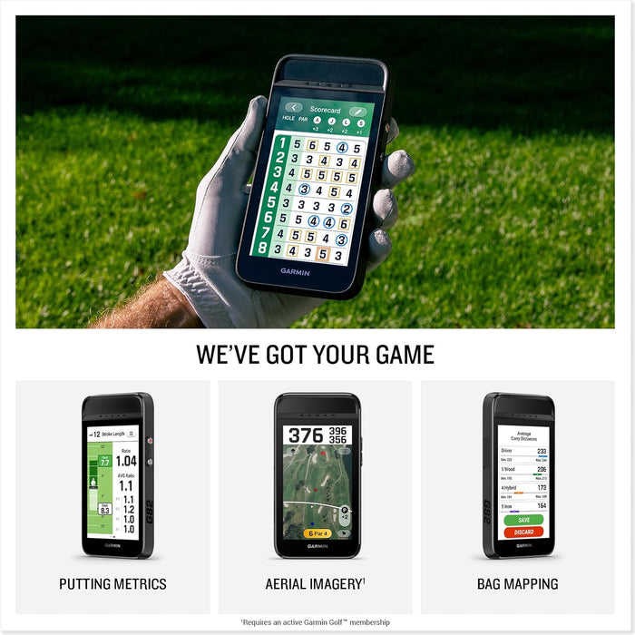 Garmin Approach G82 Launch Monitor and Handheld Golf GPS with 43K Preloaded Courses