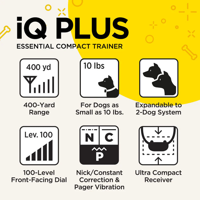 iQ Plus Remote Dog Training E-Collar with 400-Yard Range | Great for Small Dogs